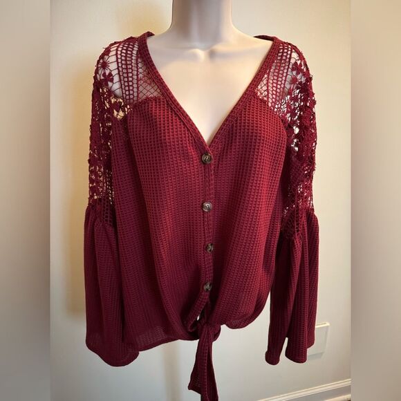 Cardigan top In Burgandy color size XL NWOT - Picture 2 of 10